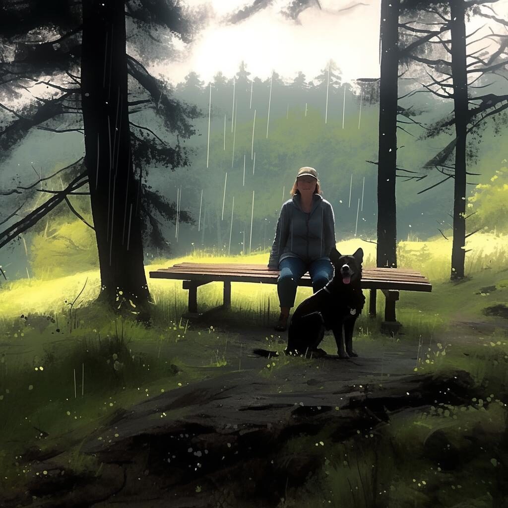 Happy dogs on a nature hike